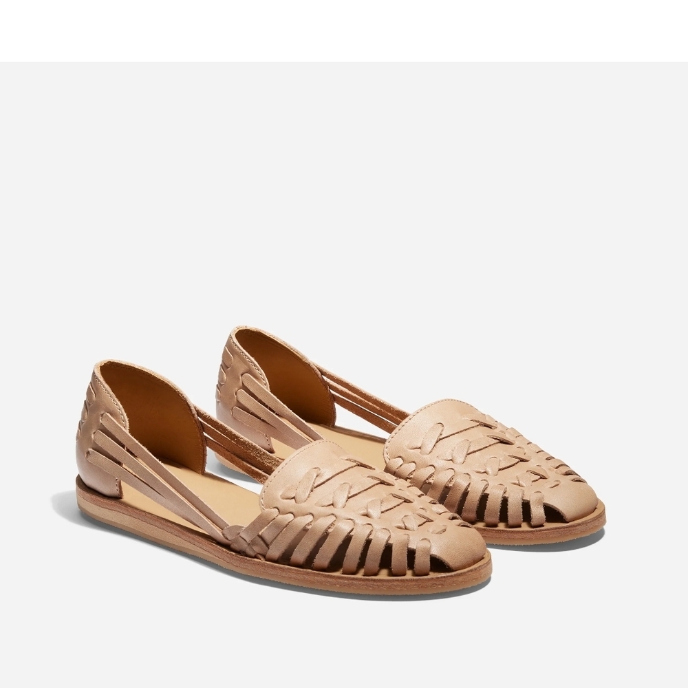Nisolo Tan Woven Leather Flats Size 8 Like New
